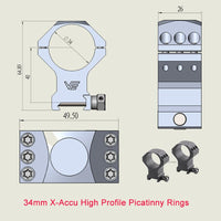 X-Accu Mighty 34mm Scope Rings